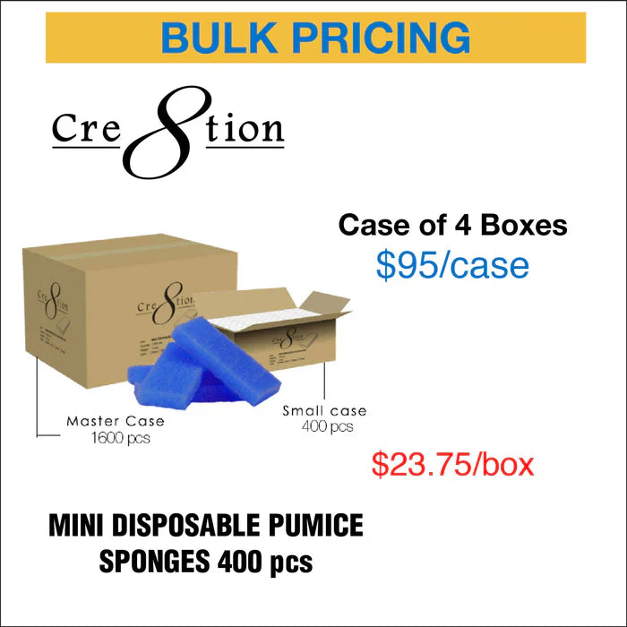 Cre8tion Mini Disposable Pumice Sponges - DARK BLUE Case of 4 boxes ( 400pcs/box)