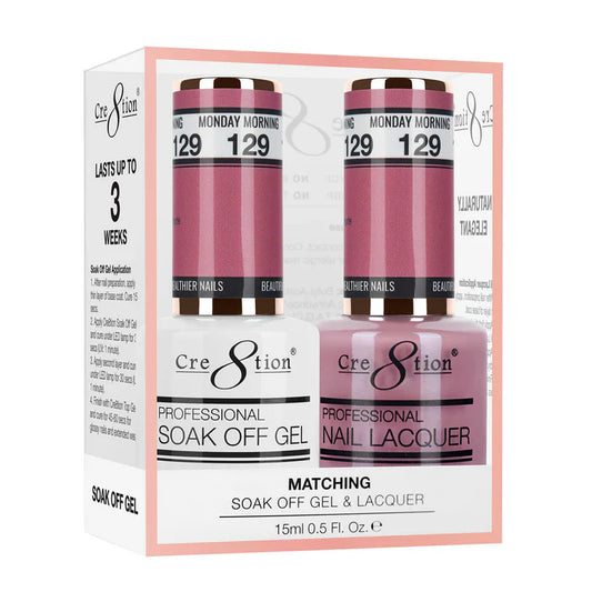 Cre8tion Soak Off Gel Matching Pair 0.5oz 129 MONDAY MORNING