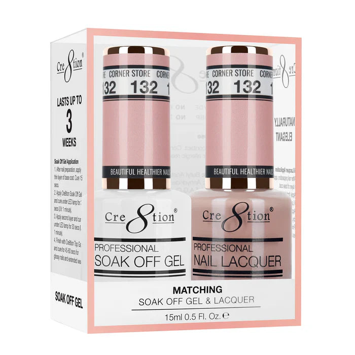 Cre8tion Soak Off Gel Matching Pair 0.5oz 132 CORNER STORE