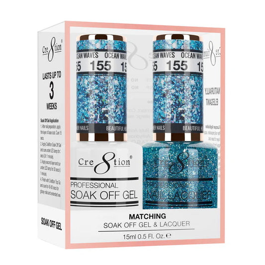 Cre8tion Soak Off Gel Matching Pair 0.5oz 155 OCEAN WAVES