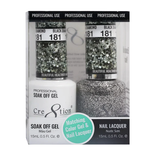 Cre8tion Soak Off Gel Matching Pair 0.5oz 181 BLACK DIAMOND