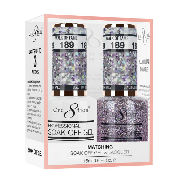 Cre8tion Soak Off Gel Matching Pair 0.5oz 189 WALK OF FAME