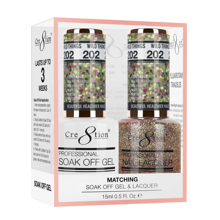 Cre8tion Soak Off Gel Matching Pair 0.5oz 202 WILD THINGS