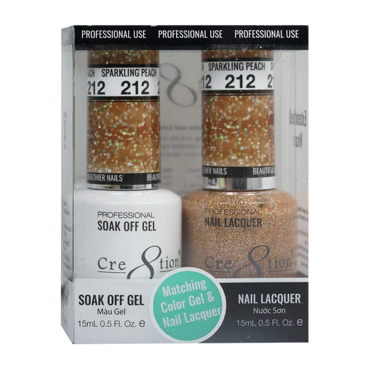 Cre8tion Soak Off Gel Matching Pair 0.5oz 212 SPARKLING PEACH