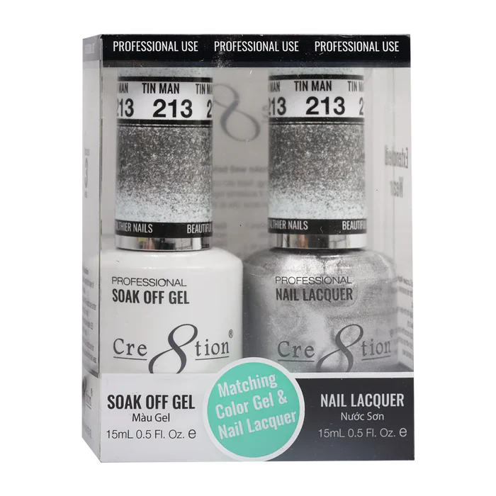 Cre8tion Soak Off Gel Matching Pair 0.5oz 213 TIN MAN