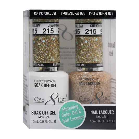 Cre8tion Soak Off Gel Matching Pair 0.5oz 215 CHARDONNAY ALL DAY