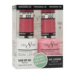 Cre8tion Soak Off Gel Matching Pair 0.5oz 222 GIRLS LIKE YOU