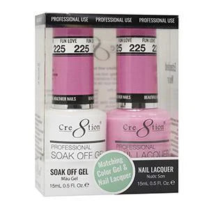 Cre8tion Soak Off Gel Matching Pair 0.5oz 225 FUN LOVE