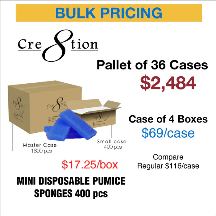 Cre8tion Mini Disposable Pumice Sponges - DARK BLUE Pallet of 36 case (4 boxes/case)