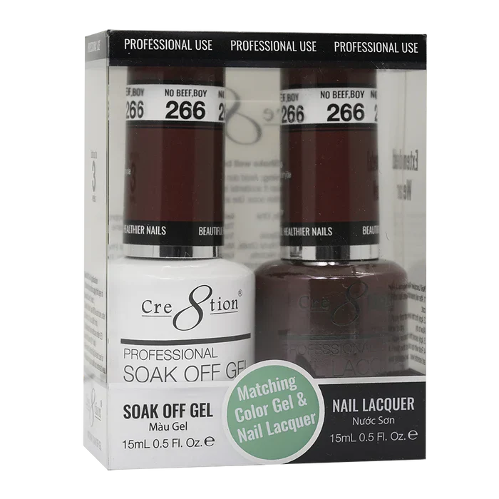 Cre8tion Soak Off Gel Matching Pair 0.5oz 266 NO BEEF BOY