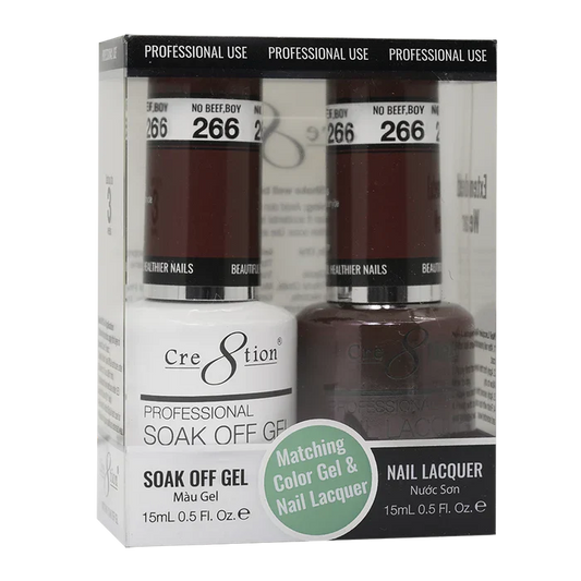 Cre8tion Soak Off Gel Matching Pair 0.5oz 266 NO BEEF BOY