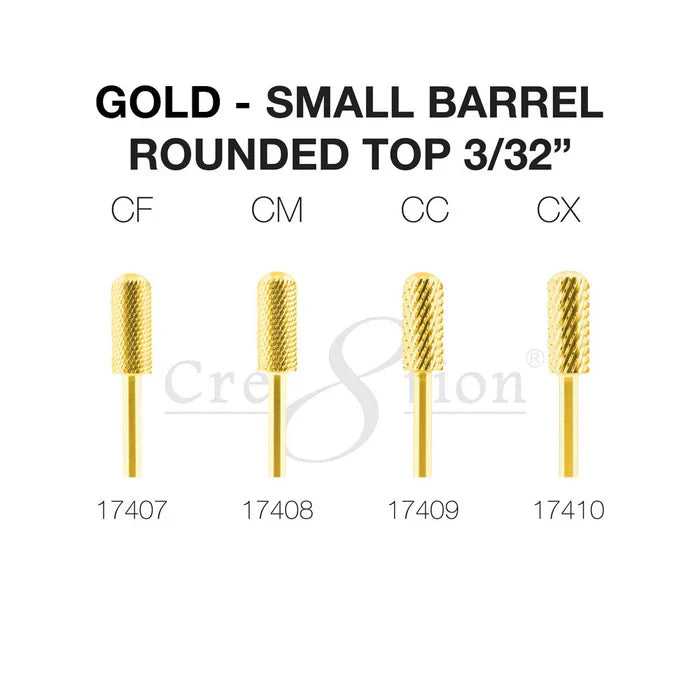 Cre8tion Gold Carbide- Small Barrel-Round Top- 3/32" Set