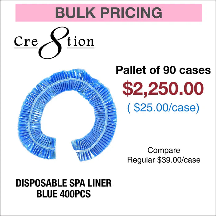 Cre8tion Disposable Spa Liner Blue For Nails 1 Pallet - 90 Cases