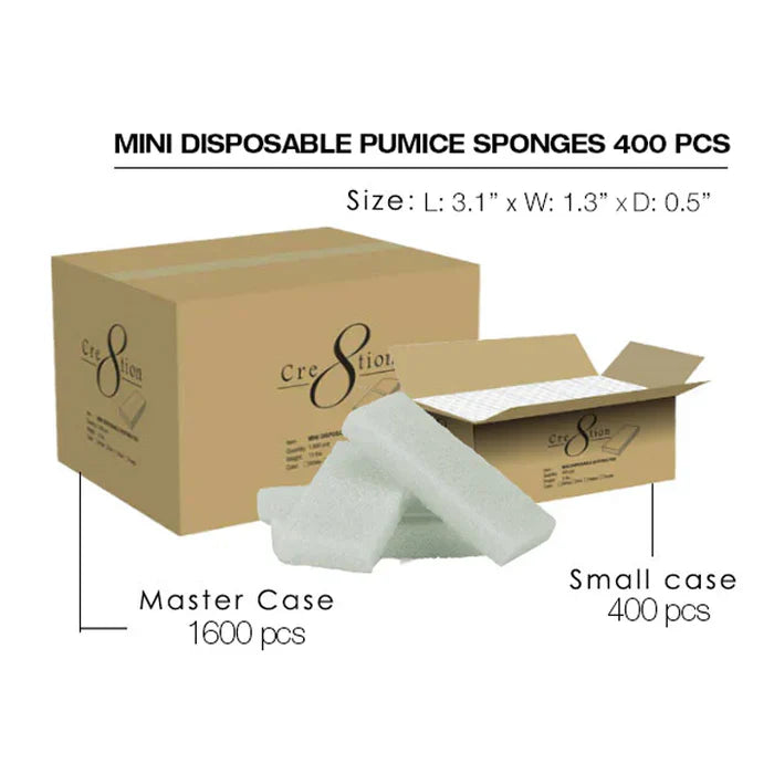 Cre8tion Mini Disposable Pumice Sponges - WHITE 1 box ( 400pcs )