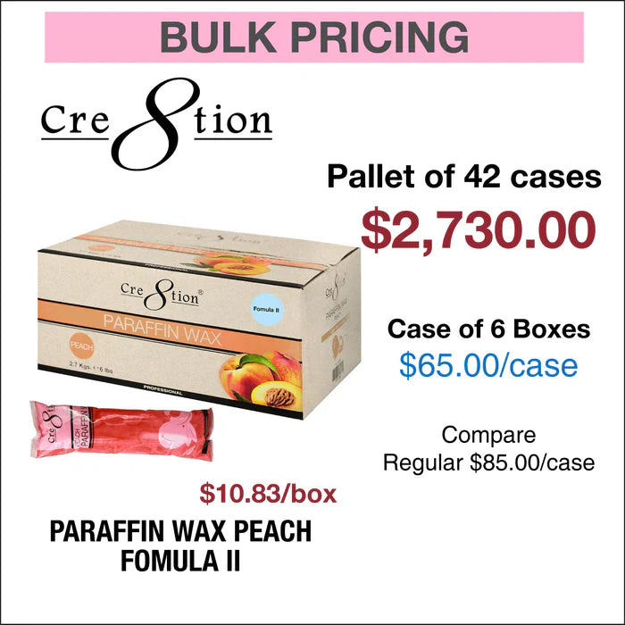 Cre8tion Paraffin Wax Peach - Fomula II - Pallet of 42 Cases , Case of 6 Bags