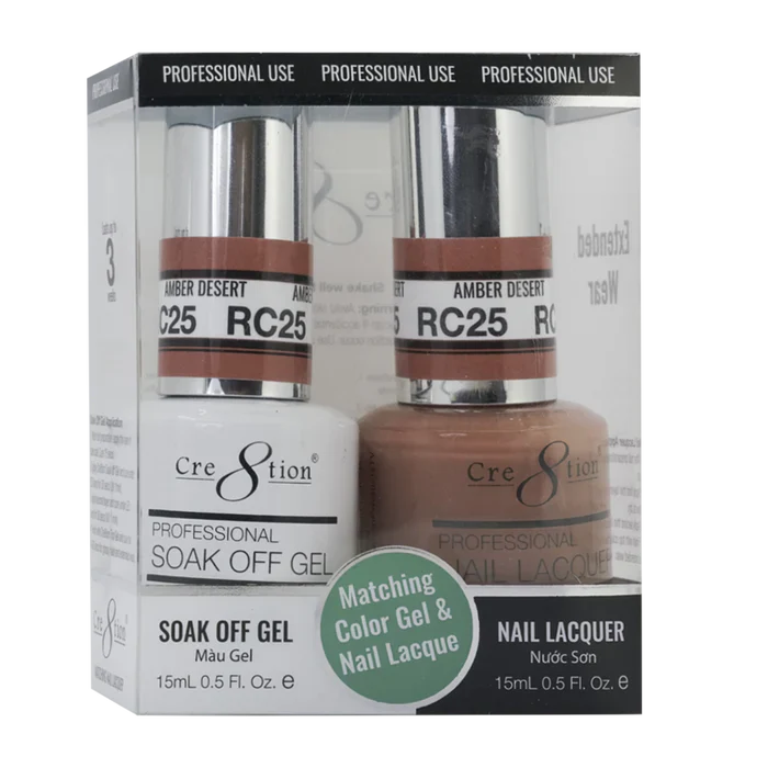 Cre8tion Soak Off Gel Matching Pair Rustic Collection 0.5oz RC25