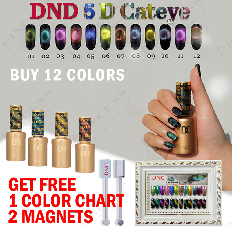 DND 5D Cat Eye Gel  - 12 colors, Free 1 Color Chart, 2 Magnets