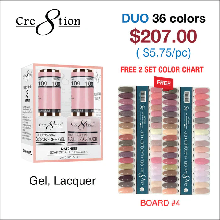 Cre8tion Matching Color - 36 colors Board 4 #109-#144 w/ 2 Color Chart Duo