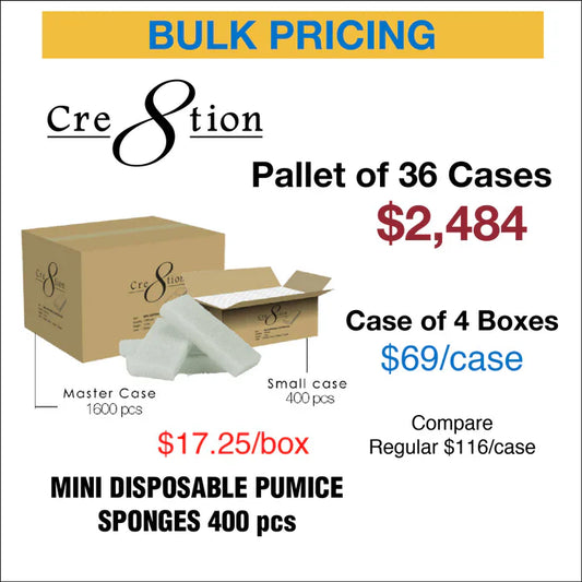 Cre8tion Mini Disposable Pumice Sponges - WHITE Pallet of 36 case (4 boxes/case)