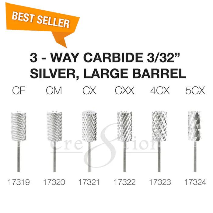 Cre8tion 3-Way Carbide Silver, Large Barrel 3/32" Set