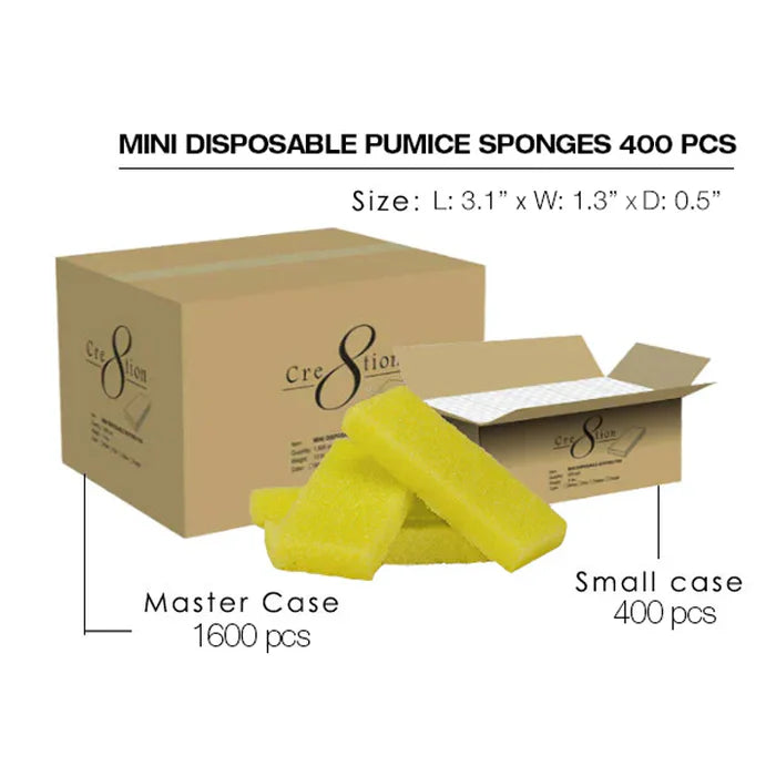 Cre8tion Mini Disposable Pumice Sponges - YELLOW 1 box ( 400pcs )