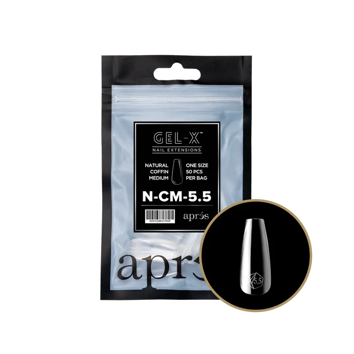 Apres Gel-X Tips 2.0 - NATURAL Coffin Refill Bag - CM #5.5