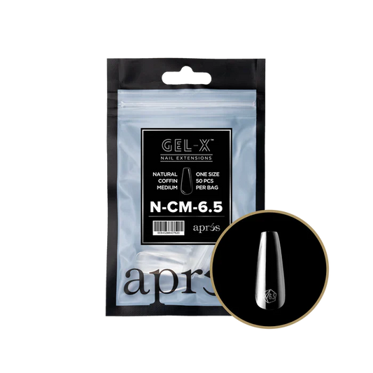 Apres Gel-X Tips 2.0 - NATURAL Coffin Refill Bag - CM #6.5