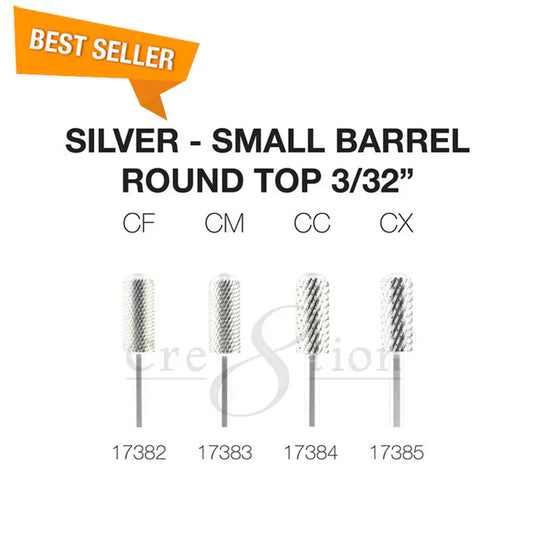 Cre8tion Silver Carbide- Small Barrel-Round Top- 3/32" Set