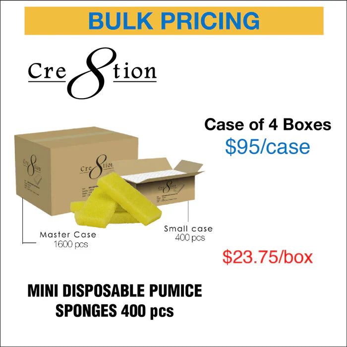 Cre8tion Mini Disposable Pumice Sponges - YELLOW Case of 4 boxes ( 400pcs/box)