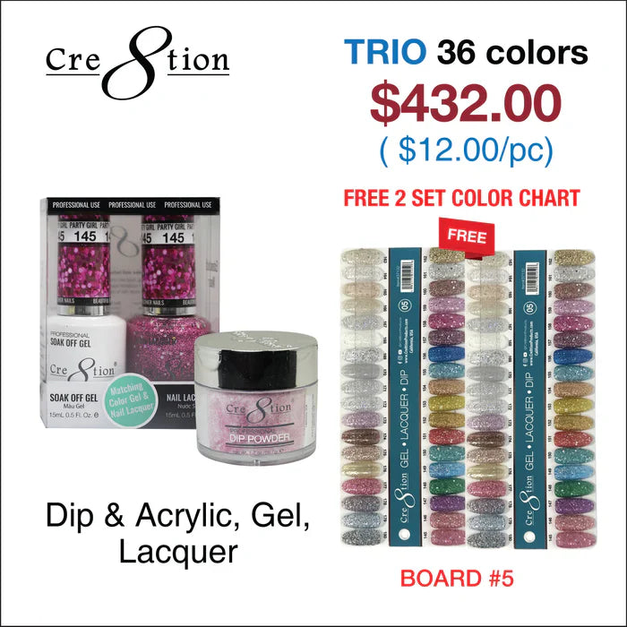 Cre8tion Matching Color - 36 colors Board 5 #145-#180 w/ 2 Color Chart Trio