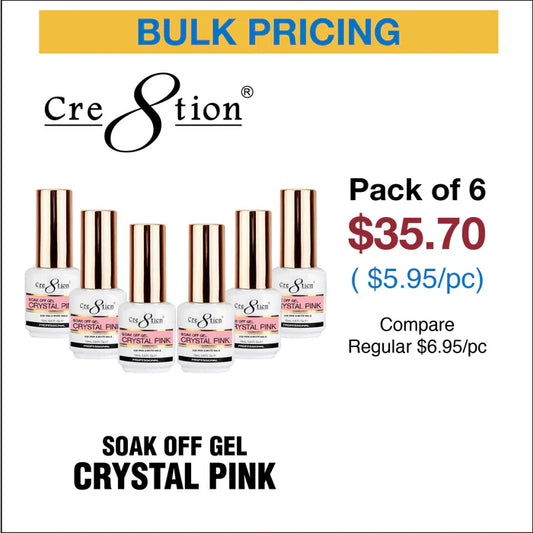 Cre8tion Soak Off Gel Crystal Pink 0.5oz (pack of 6)