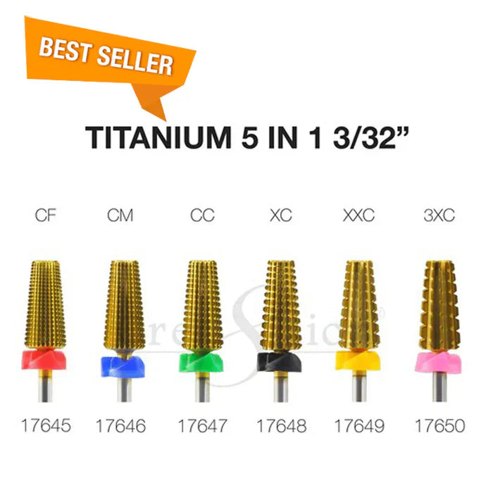 Cre8tion Titanium 5 in 1 Nail Filing Bit 3/32" Set