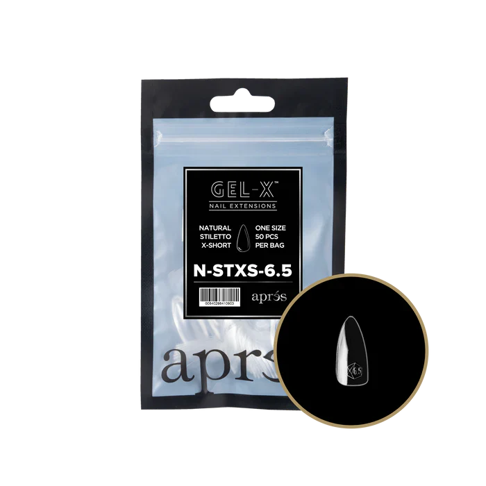 Apres Gel-X Tips 2.0 - NATURAL Stiletto Refill Bag - STXS #6.5