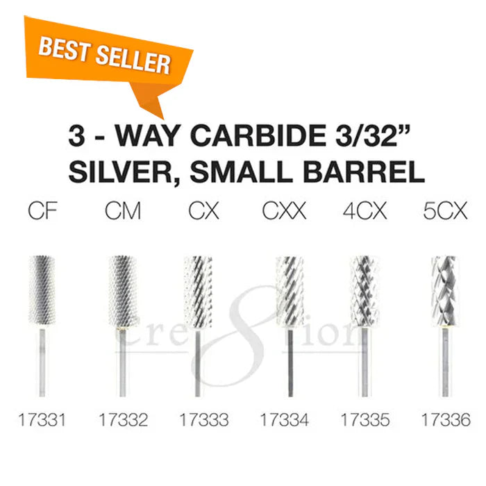 Cre8tion 3-Way Carbide Silver, Small Barrel 3/32" Set