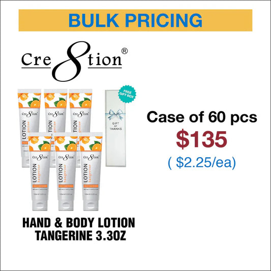 Cre8tion Hand & Body Lotion 100 ml/fl. 3.3oz - Gift box Free Tangerine 1 Case of 60pcs