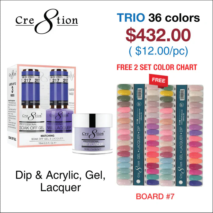 Cre8tion Matching Color - 36 colors Board 7 #217-#252 w/ 2 Color Chart Trio