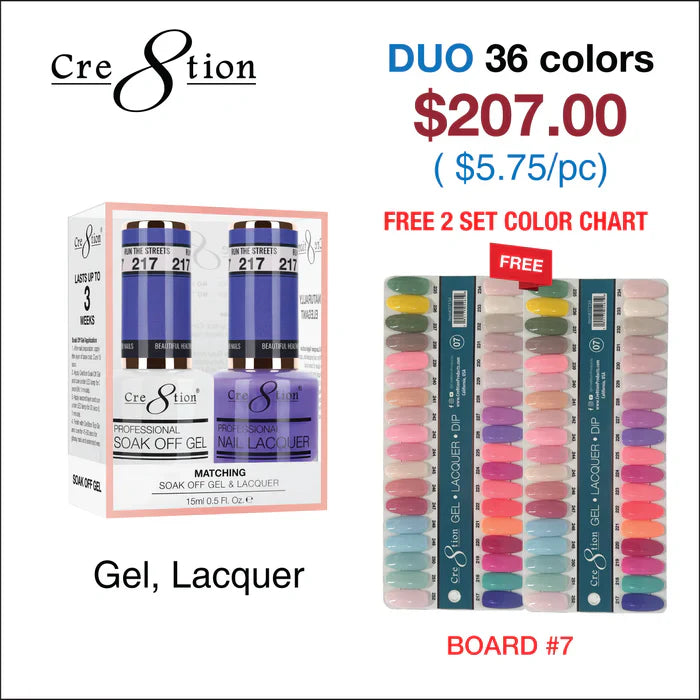 Cre8tion Matching Color - 36 colors Board 7 #217-#252 w/ 2 Color Chart Duo