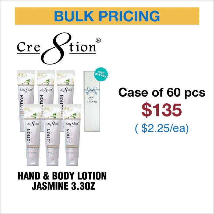 Cre8tion Hand & Body Lotion 100 ml/fl. 3.3oz - Gift box Free Jasmine 1 Case of 60pcs