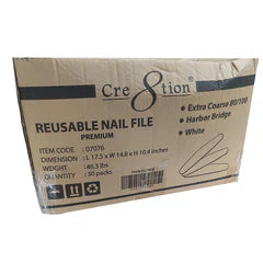 Cre8tion White Nail Files Harbor Bridge - USA Standard 1 Case of 30 packs