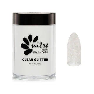 Nitro Pink & White Collection Powder - Clear Glitter 16oz