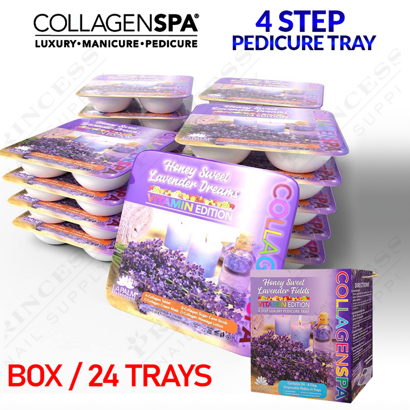 LP Collagen Spa 4 Step Pedi Tray Box/24 tray - Lavender