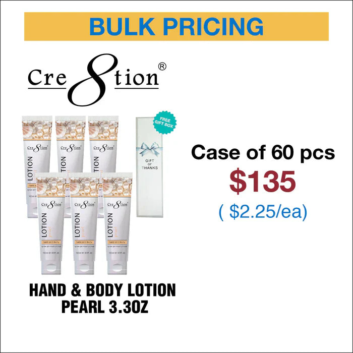 Cre8tion Hand & Body Lotion 100 ml/fl. 3.3oz - Gift box Free Pearl 1 Case of 60pcs