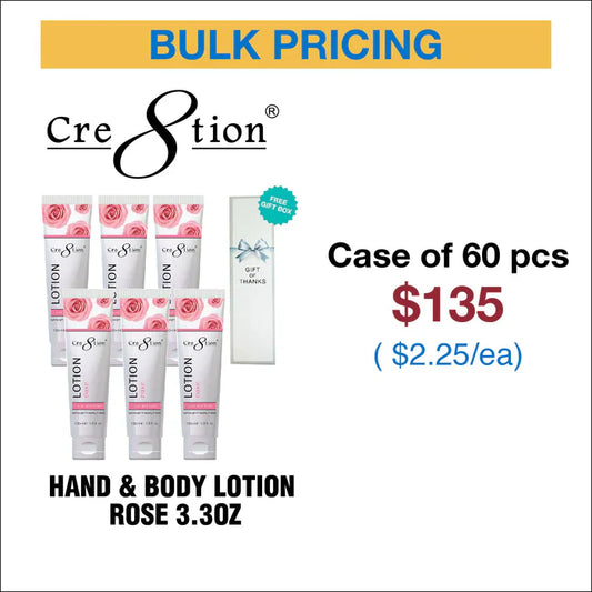 Cre8tion Hand & Body Lotion 100 ml/fl. 3.3oz - Gift box Free Rose 1 Case of 60pcs