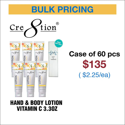 Cre8tion Hand & Body Lotion 100 ml/fl. 3.3oz - Gift box Free Vitamin 1 Case of 60pcs