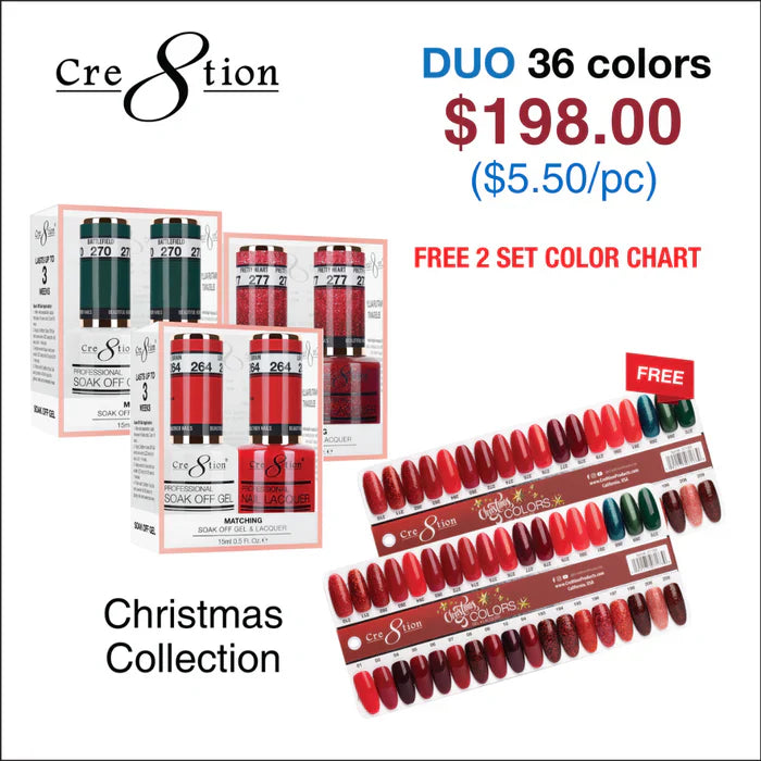 Cre8tion Matching Color - Christmas Collection - 36 colors w/ 2 Color Chart Duo (Free 2  Charts)