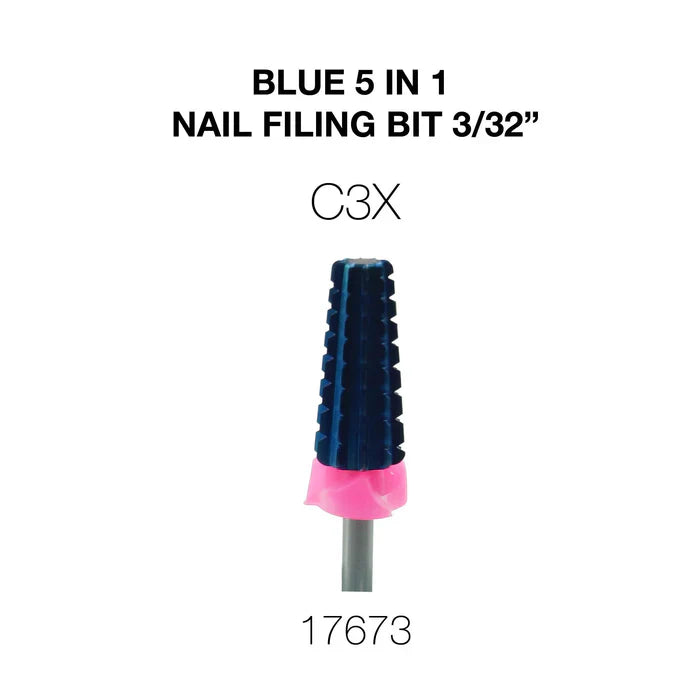 Cre8tion Blue 5 in 1 Nail Filing Bit  3/32" C3X