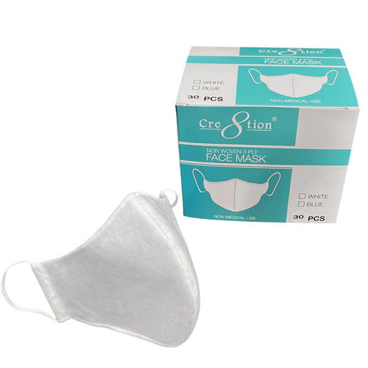 Cre8tion Disposable Non-Woven 3 Ply Face Mask White