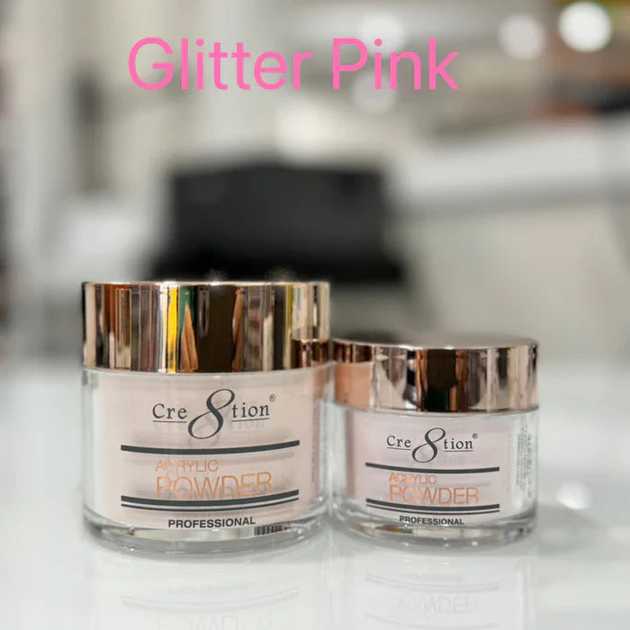 Cre8tion Acrylic Powder Glitter Pink (Transparent) - set