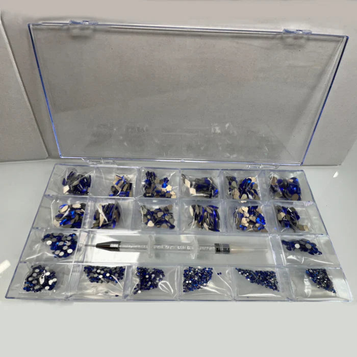 Cre8tion Nail Art Rhinestones Decoration Set Blue