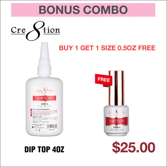 (Bonus Combo) Cre8tion Dip Essential 4oz - Buy 1 Get 1 size 0.5oz Free #4 Dip Top